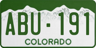 CO license plate ABU191