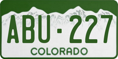 CO license plate ABU227