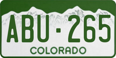 CO license plate ABU265