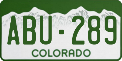 CO license plate ABU289