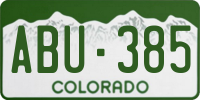 CO license plate ABU385