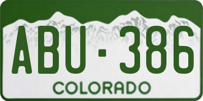 CO license plate ABU386