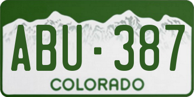 CO license plate ABU387