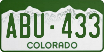 CO license plate ABU433