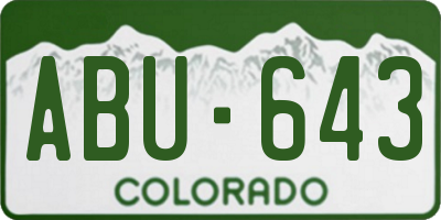 CO license plate ABU643