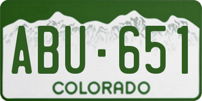 CO license plate ABU651