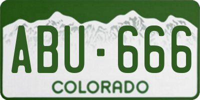 CO license plate ABU666