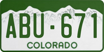 CO license plate ABU671