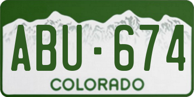 CO license plate ABU674