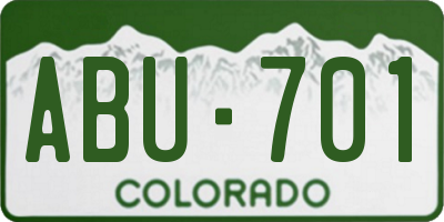 CO license plate ABU701