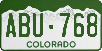 CO license plate ABU768