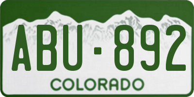 CO license plate ABU892