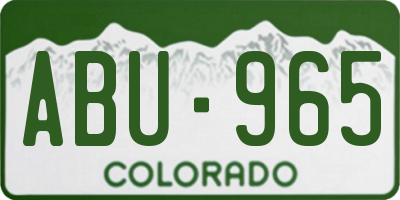 CO license plate ABU965
