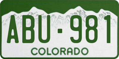 CO license plate ABU981