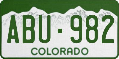 CO license plate ABU982