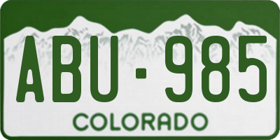 CO license plate ABU985