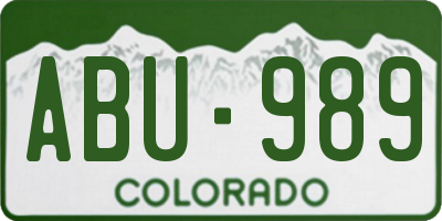 CO license plate ABU989