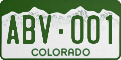 CO license plate ABV001