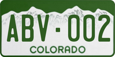 CO license plate ABV002
