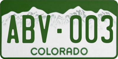 CO license plate ABV003