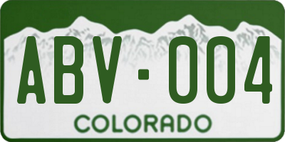 CO license plate ABV004