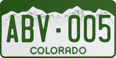 CO license plate ABV005