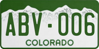 CO license plate ABV006