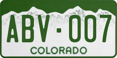 CO license plate ABV007