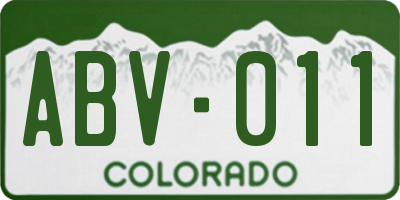 CO license plate ABV011