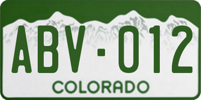CO license plate ABV012