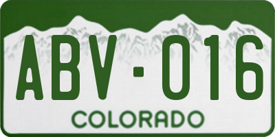 CO license plate ABV016
