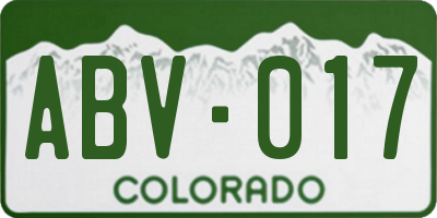 CO license plate ABV017