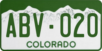 CO license plate ABV020