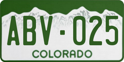 CO license plate ABV025