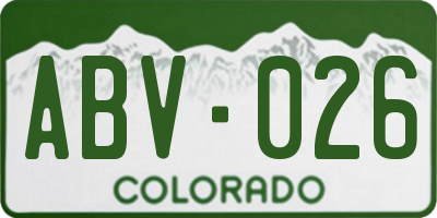 CO license plate ABV026