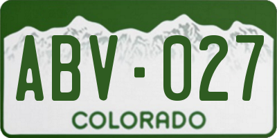 CO license plate ABV027