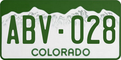 CO license plate ABV028
