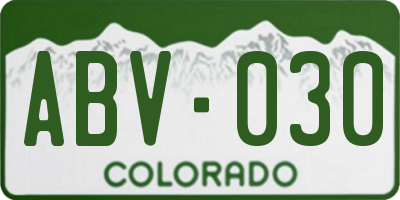 CO license plate ABV030