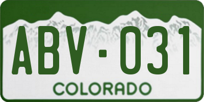 CO license plate ABV031