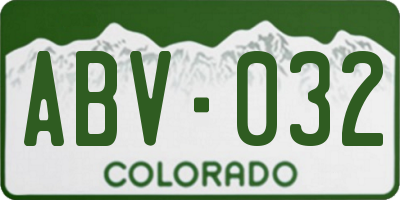 CO license plate ABV032