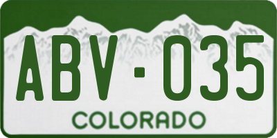 CO license plate ABV035