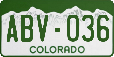 CO license plate ABV036