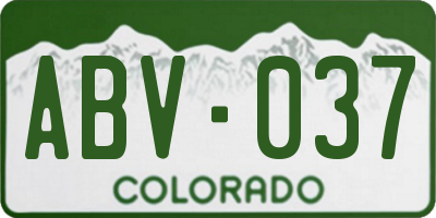 CO license plate ABV037