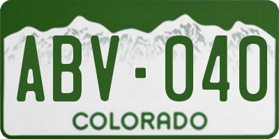 CO license plate ABV040