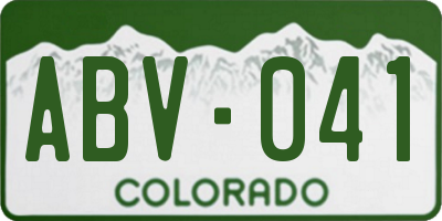 CO license plate ABV041