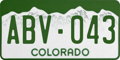 CO license plate ABV043