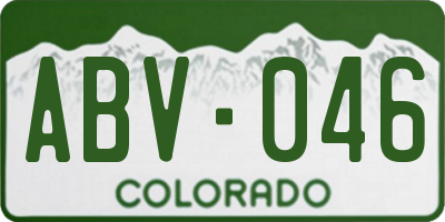 CO license plate ABV046