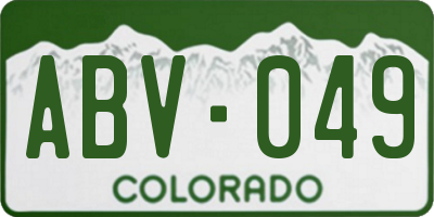CO license plate ABV049