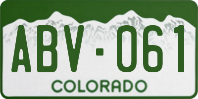 CO license plate ABV061