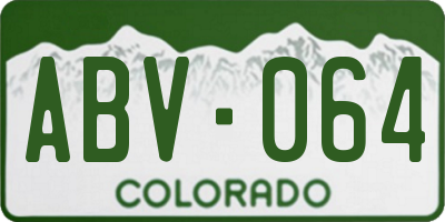 CO license plate ABV064